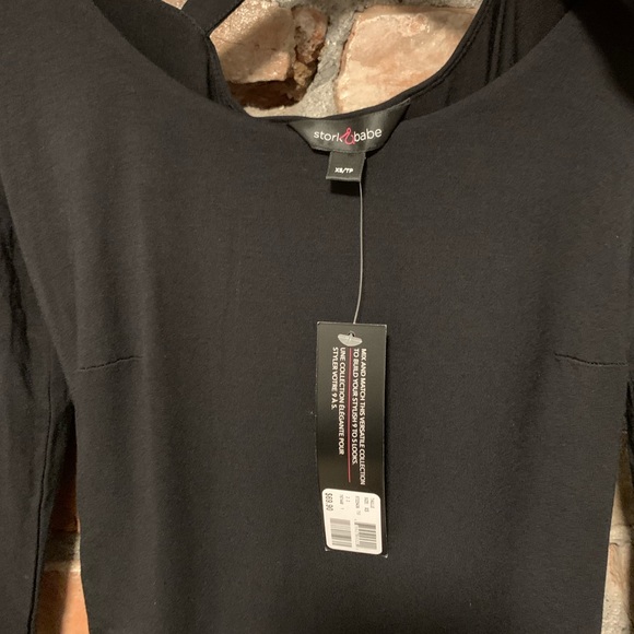 Stork & Babe jersey black dress with ruched sides - Picture 3 of 4